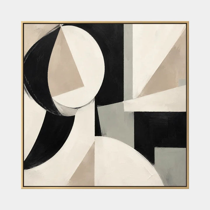 Pittura a olio minimalista astratta e concettuale con segni astratti stratificati, consistenza e movimento pittorico espressivo in una tavolozza in bianco e nero.