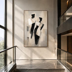 Minimalist portraiture & figure oil painting showing a stylized figure or portrait with expressive painterly shapes in a beige palette.