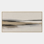 Minimalist landscapes & seascapes & cityscapes oil painting featuring an atmospheric landscape, seascape or city-inspired composition in a beige palette.