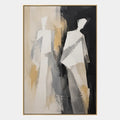 Minimalistisches Porträt- und Figurenölgemälde mit einer ausdrucksstarken Figur oder einem Porträt mit malerischen Details in einer Schwarz-Weiß-Palette.