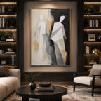 Minimalist portraiture & figure oil painting showing a stylized figure or portrait with expressive painterly shapes.