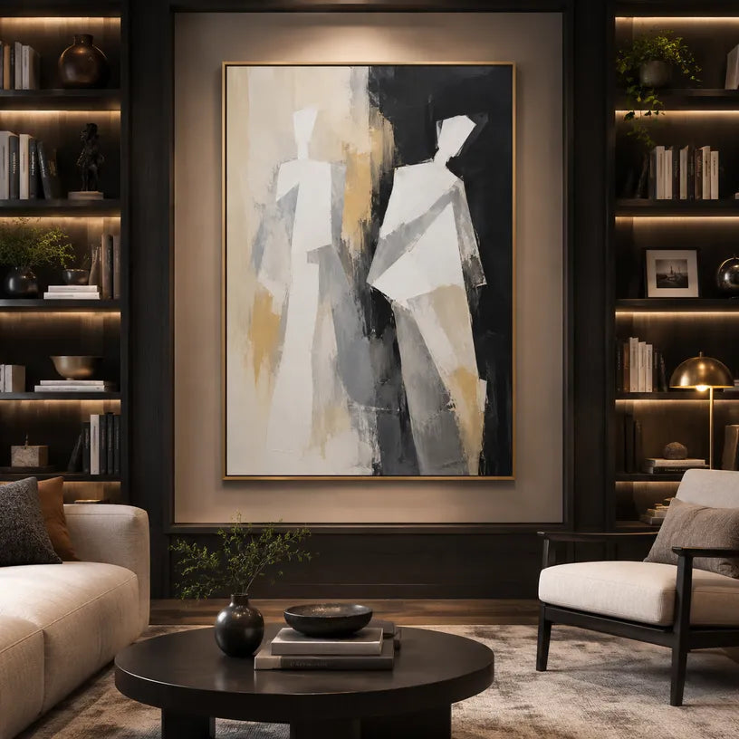 Minimalist portraiture & figure oil painting showing a stylized figure or portrait with expressive painterly shapes.