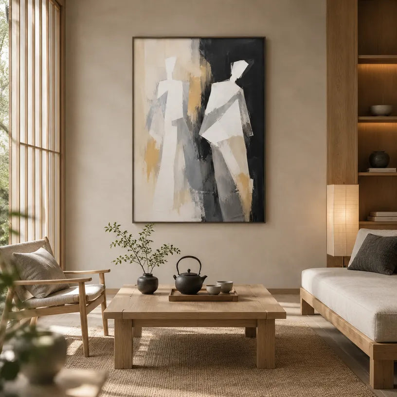 Minimalist portraiture & figure oil painting showing a stylized figure or portrait with expressive painterly shapes.