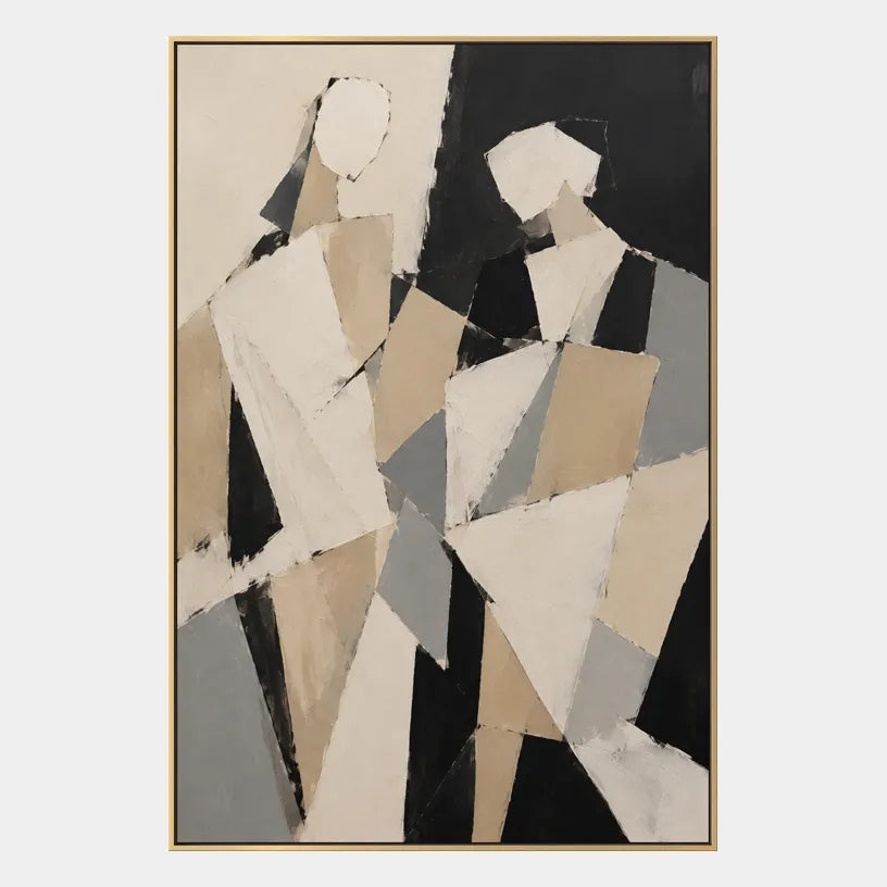 Minimalist portraiture & figure oil painting showing a stylized figure or portrait with expressive painterly shapes in a brown palette.