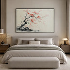 Modern Ukiyo-E landscapes & seascapes & cityscapes oil painting showing a painterly landscape with distant hills, trees or reflective water.