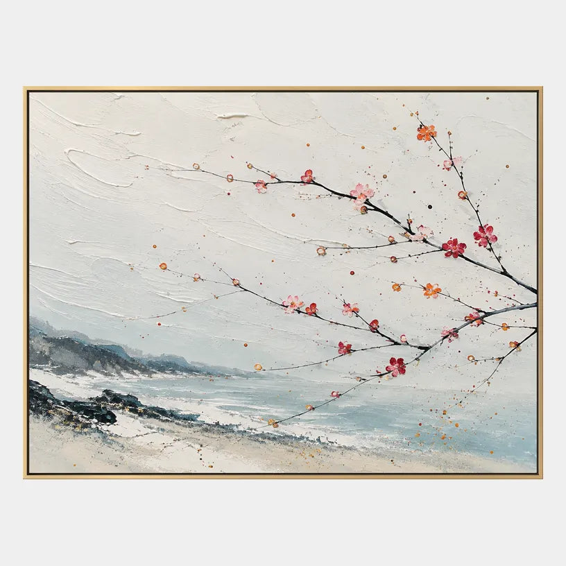 Modern Ukiyo-E landscapes & seascapes & cityscapes oil painting showing a painterly landscape with distant hills, trees or reflective water in a grey palette.