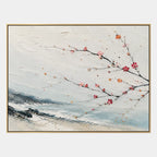 Modern Ukiyo-E landscapes & seascapes & cityscapes oil painting showing a painterly landscape with distant hills, trees or reflective water in a grey palette.