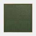 Peinture à l'huile abstraite et conceptuelle en plâtre et texture présentant des marques abstraites superposées, une texture et un mouvement pictural expressif dans une palette verte.