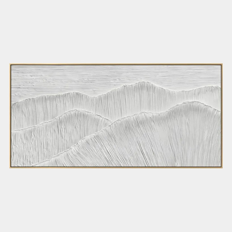 Peinture à l'huile de paysages, de paysages marins et de paysages urbains en plâtre et texture présentant un paysage atmosphérique, un paysage marin ou une composition inspirée de la ville dans une palette de gris.