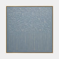 Abstraktes und konzeptuelles Ölgemälde aus Gips und Textur mit geschichteten abstrakten Zeichen, Textur und ausdrucksstarker malerischer Bewegung in einer blauen Palette.