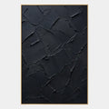 Pittura a olio astratta e concettuale in gesso e texture con segni astratti stratificati, texture e movimento pittorico espressivo in una tavolozza in bianco e nero.