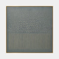 Abstraktes und konzeptuelles Ölgemälde aus Gips und Textur mit geschichteten abstrakten Zeichen, Textur und ausdrucksstarker malerischer Bewegung in einer grauen Palette.