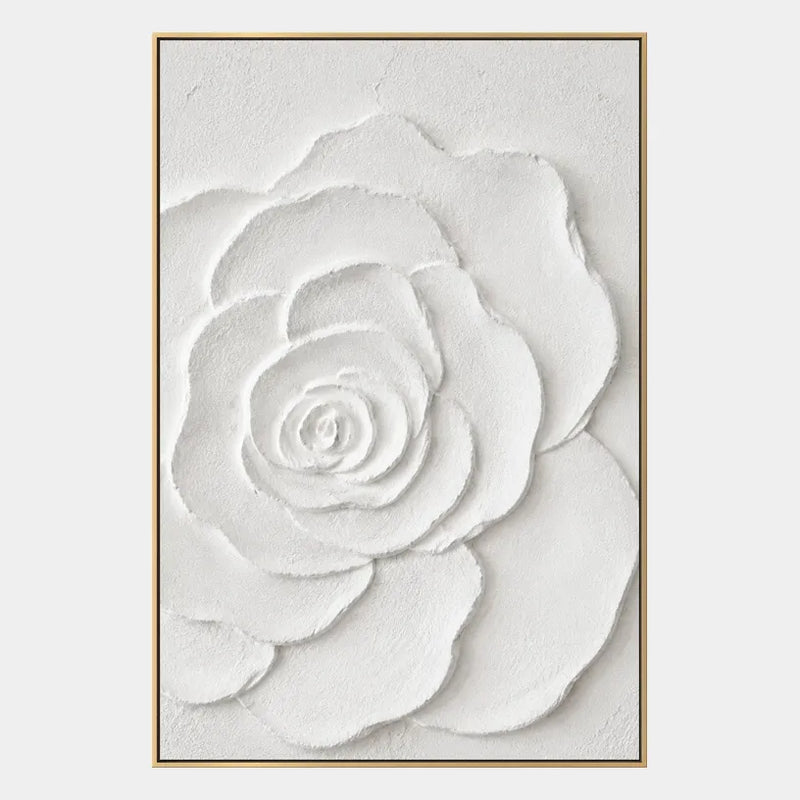 Pintura al óleo floral/botánica y natural de yeso y textura con formas botánicas, flores o elementos naturales en una composición pictórica.