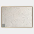 Pintura al óleo abstracta y conceptual de yeso y textura que presenta marcas abstractas en capas, textura y movimiento pictórico expresivo en una paleta gris.