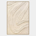 Peinture à l'huile abstraite et conceptuelle en plâtre et texture présentant des marques abstraites superposées, une texture et un mouvement pictural expressif dans une palette beige.