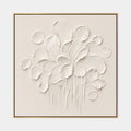 Pittura a olio floreale/botanica e naturale in gesso e texture con forme botaniche, fiori o elementi naturali in una composizione pittorica in una tavolozza beige.