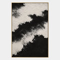 Abstraktes und konzeptuelles Ölgemälde aus Gips und Textur mit geschichteten abstrakten Zeichen, Textur und ausdrucksstarken malerischen Bewegungen in einer Schwarz-Weiß-Palette.