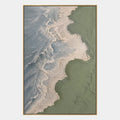 Peinture à l'huile abstraite et conceptuelle en plâtre et texture présentant des marques abstraites superposées, une texture et un mouvement pictural expressif dans une palette verte.