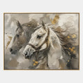 Pintura al óleo de animales de yeso y textura que presenta un tema animal expresivo representado con pinceladas visibles en una paleta gris.