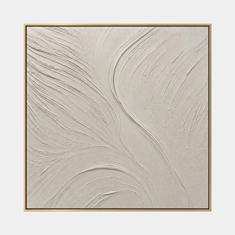 Pintura al óleo abstracta y conceptual de yeso y textura que presenta marcas abstractas en capas, textura y movimiento pictórico expresivo en una paleta gris.