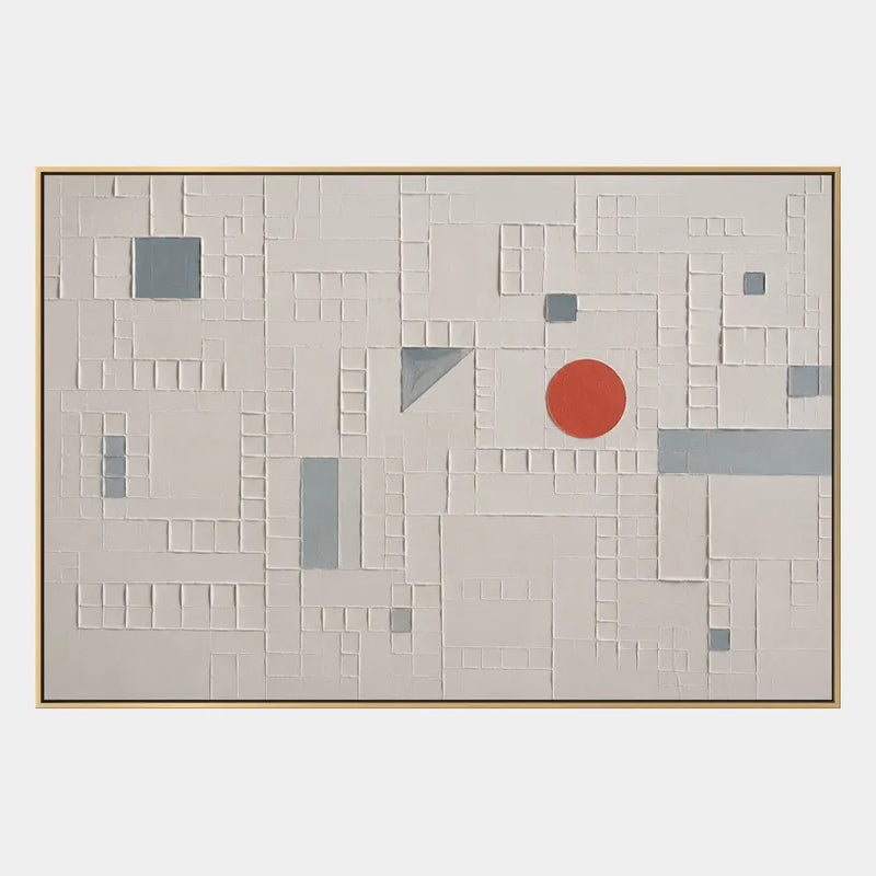 Pittura a olio astratta e concettuale in gesso e struttura con segni astratti stratificati, struttura e movimento pittorico espressivo in una tavolozza grigia.