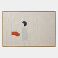 Peinture à l'huile abstraite et conceptuelle en plâtre et texture présentant des marques abstraites superposées, une texture et un mouvement pictural expressif dans une palette beige.