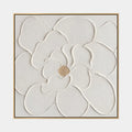 Gesso e texture pittura a olio floreale/botanica e naturale con forme botaniche, fiori o elementi naturali in una composizione pittorica.