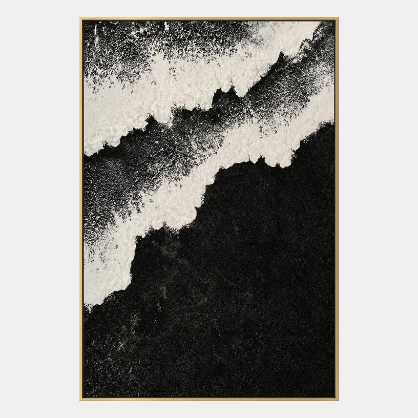 Plaster & Texture abstract & conceptual oil painting featuring layered abstract marks, texture and expressive painterly movement in a black and white palette.