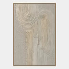 Plaster & Texture abstract & conceptual oil painting featuring layered abstract marks, texture and expressive painterly movement in a beige palette.