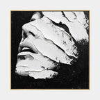 Plaster & Texture abstract & conceptual oil painting featuring layered abstract marks, texture and expressive painterly movement in a black and white palette.