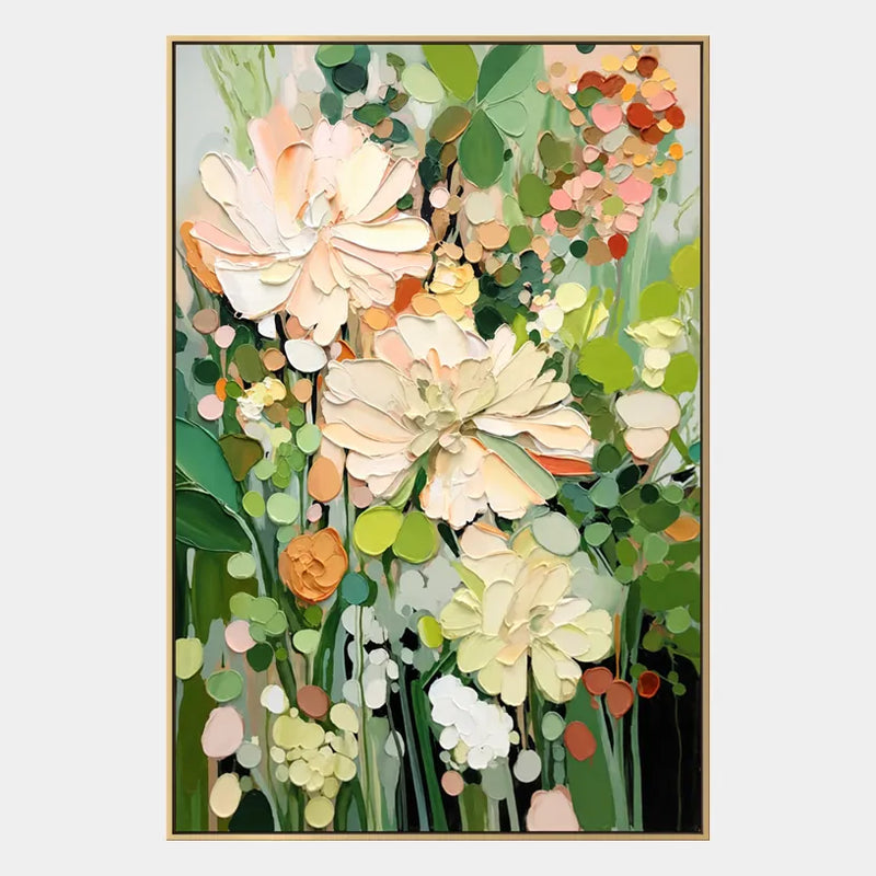 Plaster & Texture floral/botanicals & nature oil painting featuring botanical forms, flowers or natural elements in a painterly composition in a green palette.
