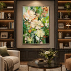 Plaster & Texture floral/botanicals & nature oil painting featuring botanical forms, flowers or natural elements in a painterly composition in a green palette.