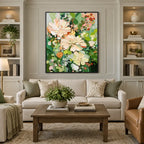Plaster & Texture floral/botanicals & nature oil painting featuring botanical forms, flowers or natural elements in a painterly composition in a green palette.