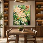 Plaster & Texture floral/botanicals & nature oil painting featuring botanical forms, flowers or natural elements in a painterly composition in a green palette.