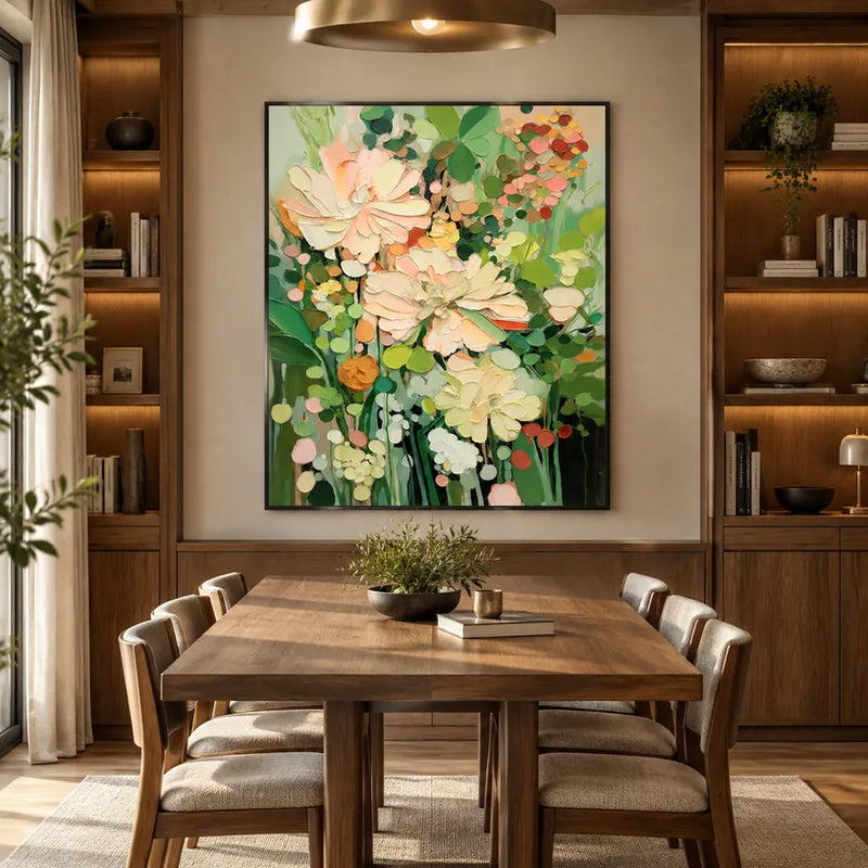 Plaster & Texture floral/botanicals & nature oil painting featuring botanical forms, flowers or natural elements in a painterly composition in a green palette.