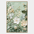 Plaster & Texture floral/botanicals & nature oil painting featuring botanical forms, flowers or natural elements in a painterly composition in a green palette.
