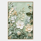 Plaster & Texture floral/botanicals & nature oil painting featuring botanical forms, flowers or natural elements in a painterly composition in a green palette.