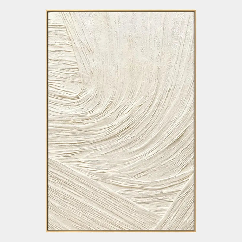 Plaster & Texture abstract oil painting showing layered abstract marks, texture and expressive painterly movement in a beige palette.
