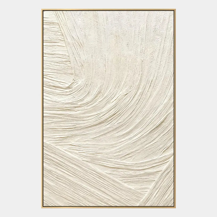 Pittura a olio astratta e concettuale in gesso e texture con segni astratti stratificati, texture e movimento pittorico espressivo in una tavolozza beige.