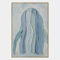 Peinture à l'huile abstraite et conceptuelle en plâtre et texture présentant des marques abstraites superposées, une texture et un mouvement pictural expressif dans une palette bleue.