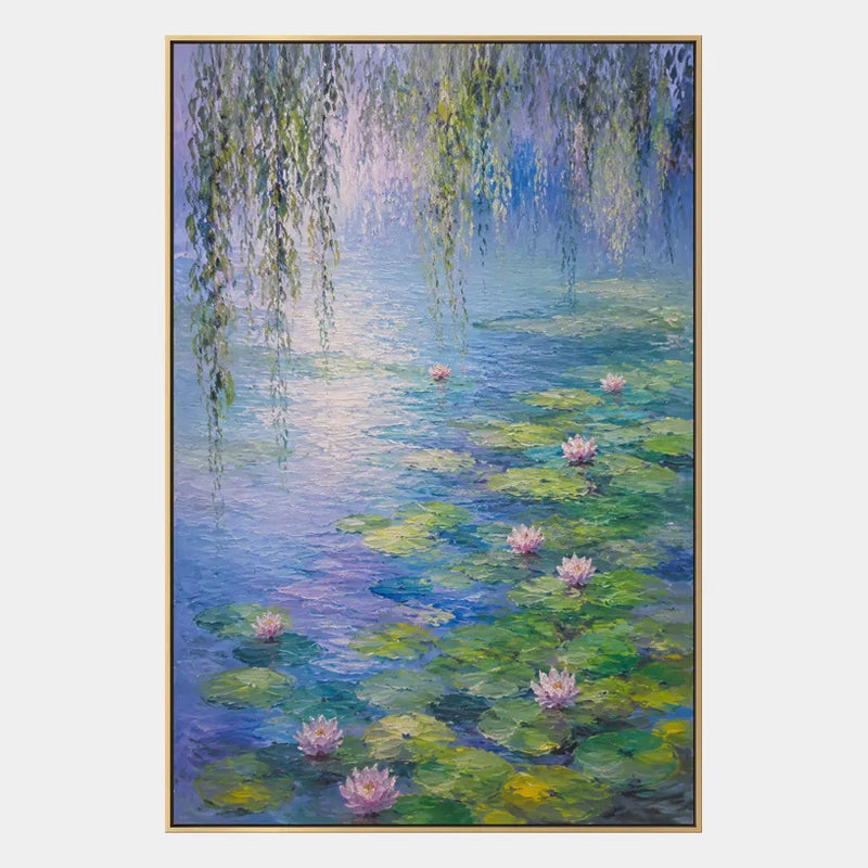 Pittura a olio floreale/botanica e naturale in gesso e texture con forme botaniche, fiori o elementi naturali in una composizione pittorica in una tavolozza blu.