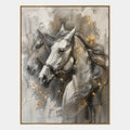 Peinture à l'huile d'animaux en plâtre et texture présentant un sujet animal expressif rendu avec un pinceau visible dans une palette de gris.