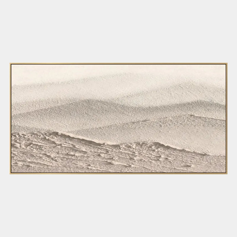 Peinture à l'huile abstraite et conceptuelle en plâtre et texture présentant des marques abstraites superposées, une texture et un mouvement pictural expressif dans une palette beige.