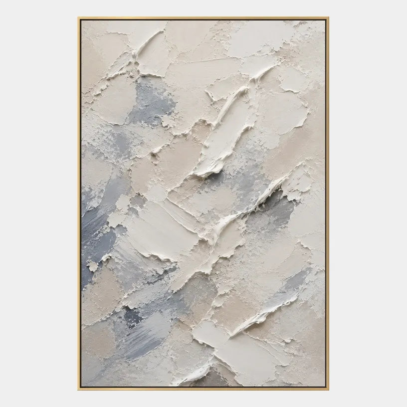 Plaster & Texture abstract oil painting showing layered abstract marks, texture and expressive painterly movement in a grey palette.
