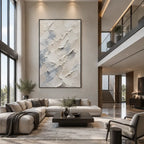 Plaster & Texture abstract oil painting showing layered abstract marks, texture and expressive painterly movement in a grey palette.