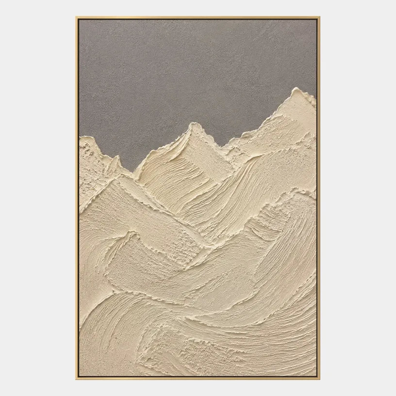 Plaster & Texture abstract oil painting showing layered abstract marks, texture and expressive painterly movement in a beige palette.