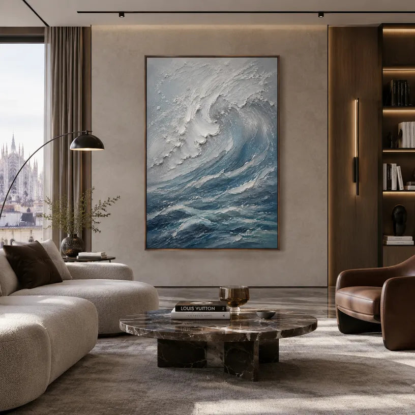 Plaster & Texture abstract oil painting showing layered abstract marks, texture and expressive painterly movement in a grey palette.