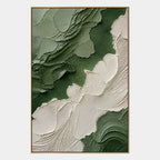 Plaster & Texture abstract oil painting showing layered abstract marks, texture and expressive painterly movement in a green palette.