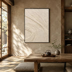 Plaster & Texture abstract oil painting showing layered abstract marks, texture and expressive painterly movement in a beige palette.