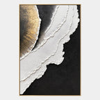 Plaster & Texture abstract oil painting showing layered abstract marks, texture and expressive painterly movement in a black and white palette.